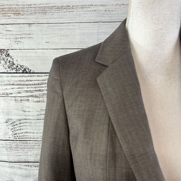 Anne Klein Blazer Jacket size 2 Brown Pinstripe Stretch Career Professional Suit - Picture 5 of 12